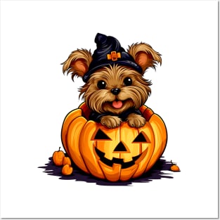 Yorkshire Terrier Dog inside Pumpkin #2 Posters and Art